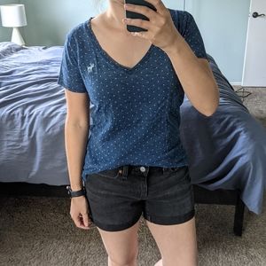 Abercrombie dark blue denim polka dot t-shirt